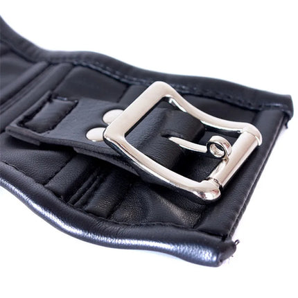 Adult Games Sex Toys of Sexy Wetlook Leather Neck Restraint Collars with Unisex Lockable Half Face Mask for Fetish BDSM Bondage