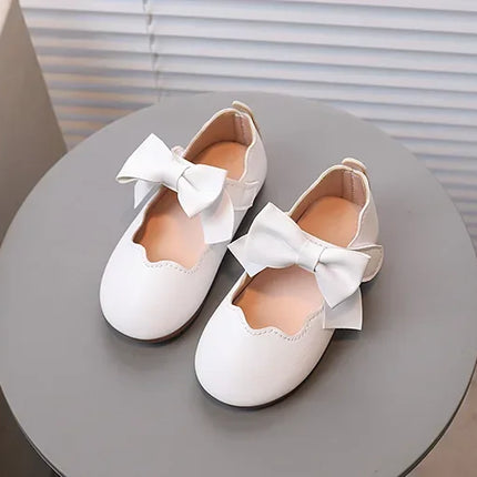 Girls Mary Jane Shoes Children Solid Color Bow Round-toe Bow 2024 New Kids Fashion Soft Moccasin Shoes Baby First Walker Shoes