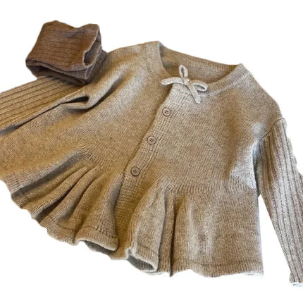 3555D Children Clothes Girl's Knitted Sweater Autumn Spring New Girls Knitted Cardigan Single-breasted Cute Wool Sweater