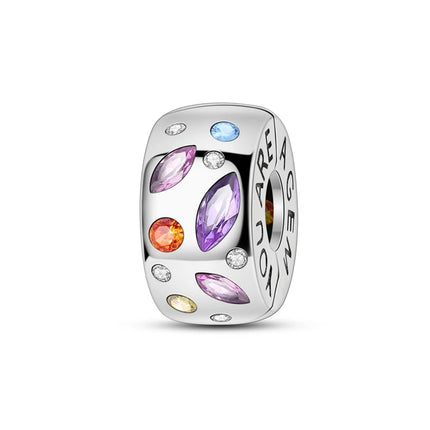 925 Sterling Silver Purple Series Butterfly Aries Gemini Safety Chains Fit Original Bracelet DIY Jewelry Making Gift For Women