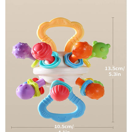 Baby Manhattan Ball Toy Montessori Teether Rattle for 0-18 Months Newborn Soothing Toy Easter Ramadan Gift for Boys Girls