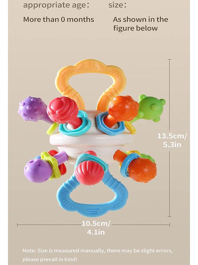 Baby Manhattan Ball Toy Montessori Teether Rattle for 0-18 Months Newborn Soothing Toy Easter Ramadan Gift for Boys Girls