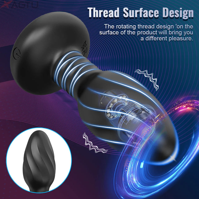 APP Control LED Rotating Vibrating Butt Plug for Women, Wiggle Anal Vibrator, Gay Men Anal Plug, Interactive Sex Toy for Couples