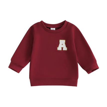 Spring Autumn Toddler Kids Baby Girls Boys Sweatshirts Letter Embroidery Round Neck Long Sleeve Casual Pullover Tops
