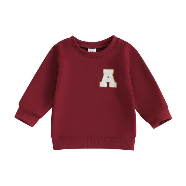 Spring Autumn Toddler Kids Baby Girls Boys Sweatshirts Letter Embroidery Round Neck Long Sleeve Casual Pullover Tops