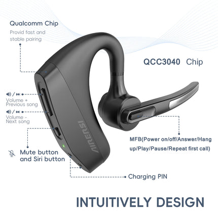 Newest K30 Bluetooth Headset Wireless Headphones Dual-Mic Mute Noise Cancelling Earpiece Handsfree Earphones for Driver Office
