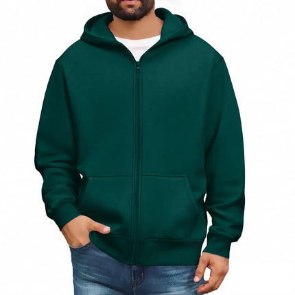 Men'S Hooded Sweatshirt Solid Color Simple Jacket Hood Design Top Kangaroo Pockets Daily Wear All Seasons Basic Jacket Daily