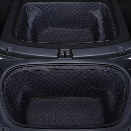 For Tesla Model Y Juniper / 3 Highland 2025-2026 Front Rear Trunk Mat Leather Full Coverage Trunk Both Side Guard Protective Pad