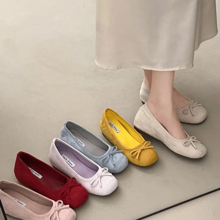 Spring Autumn Internal Elevation Women Mary Jane Shoes Ladies Outdoor Comfort Slip On Women's Butterfly-knot Ballet Shoes