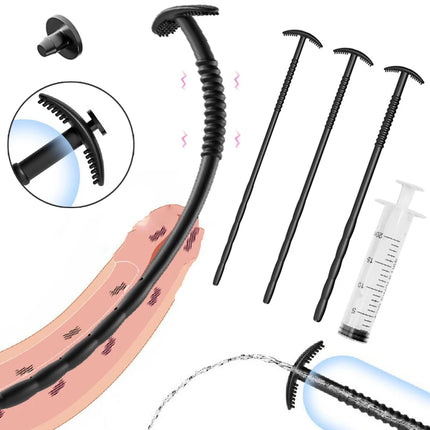 Size S/M/L to choose Silicone Hollow Urethral Penis Plug Hollow Penis Stretcher Urethral Rod
