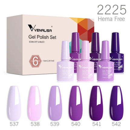 6pcs/kit VENALISA Valentine's Day Collection Lovely Pink Nails HEMA FREE TPO FREE Soak Off UV LED Semi Permanent Set Gel Varnish