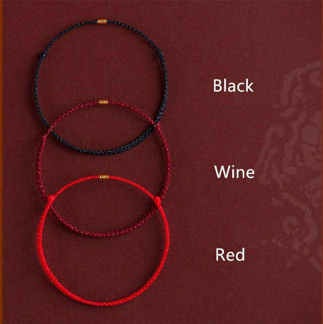 Hand Braided Red Rope Bracelet Copper Lucky Bead Hand Rope Couple Bracelet Simple Buckle Ethnic Original Female Accessory