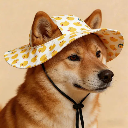 SU Summer Pet Cat Sun Hat With Ear Holes - Cute Kitten Fisherman Cap For UV Protection Breathable Outdoor Sunshade Cap For Cats