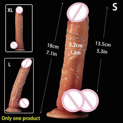 Simulation Skin Liquid Silicone Dildos Adult Products Realistic Suction Cup Dick Male Artificial Rubber Penis Sex Toys For Women