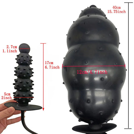 Super Long 5 Beads Inflatable Anal Plug Silicone Column Expandable Big Butt Plug Dildo Pump Ass Dilator BDSM Sex Toy for Couples