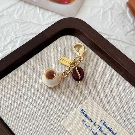 1PC Creative Unique Doughnut Bread Coffee Phone Charm Strap Pendant Lanyard Simulated Food Toys Keychain Bag Accessories Gift