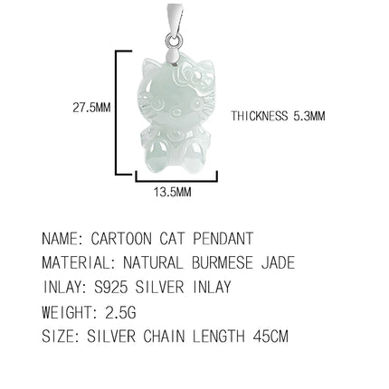Natural A Cargo Myanmar Jade Cartoon Cat Pendant Official Website Fashion Jewelry Best-Selling Holiday Gift
