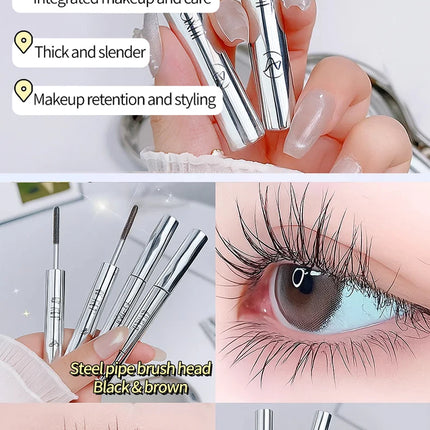 Waterproof Metallic Tube Mascara Black/Brown Silk Fiber Long Curling Non-Clumping Eyelash Extensions Spiral Makeup for Eyes
