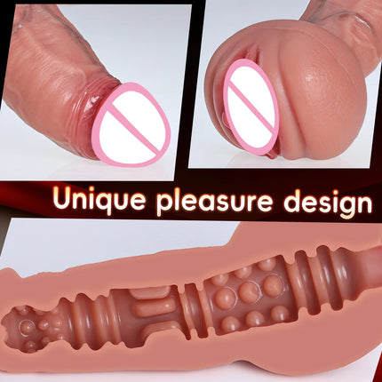 Realistic Dildo Soft Penis and Vagina 2-in-1 Masturbator Cup Vagina Masturbation Blowjob Adults Sex Toys for Male Masturbator 18