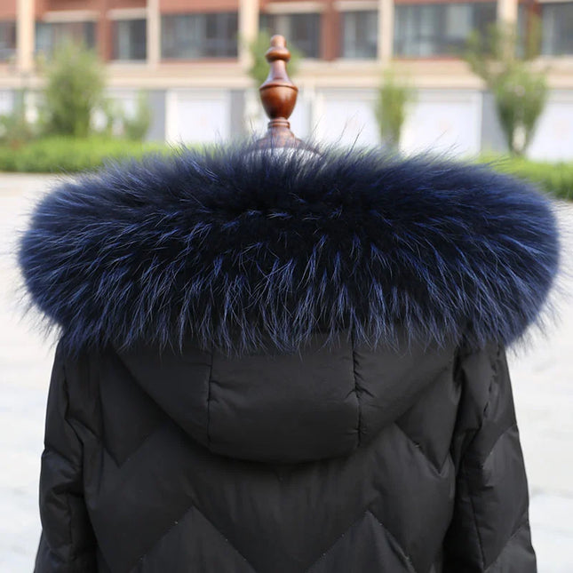 Natural Real Raccoon Fur Collar Winter Women Down Coat Hood Decor Fur Trim Warmer Fur Scarf Ladies Genuine Luxury Shawls