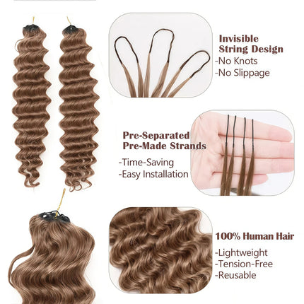 Blonde Feather Crochet Bundles Human Hair Miracle Knots Deep Wave Extensions Lightweight Pre Separated Crochet Hair For Braids