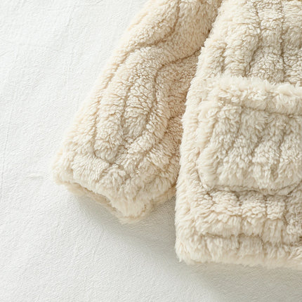 2025 New Casual Autumn /Winter Boys/Girls Long Sleeve Solid Warm Plush Sets For 1-3Y Zip-Up Coat Outfits Clothing Suit