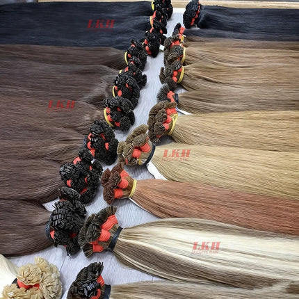 Ugeat Flat Tip Hair Extensions Human Hair Fushion Remy Hair 18-30" 50 Strands/Pack Natural Straight Keratin Hair Extensions