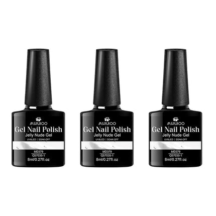 8ml Sheer Milky White Nail Gel Polish, Jelly Translucent Nail Lacquer for French Manicure Tips, Natural Looking, UV LED Cure