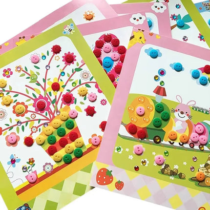 5/10pcs Children Button Stickers DIY Drawing Toys Handmade Student Art Class Painting Craft Kids Early Educational Game TMZ