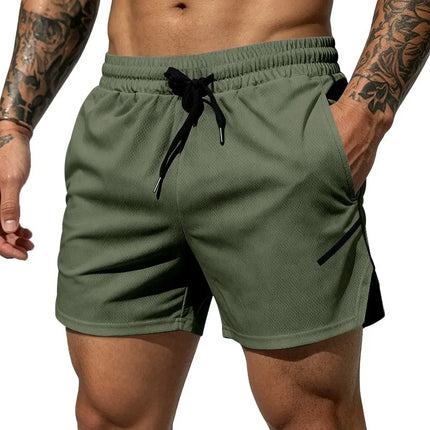 Men's New Breathable Mesh Quick-Drying Sports Shorts with a Drawstring Waistband, Suitable for Casual and Fashionable Sports Wea