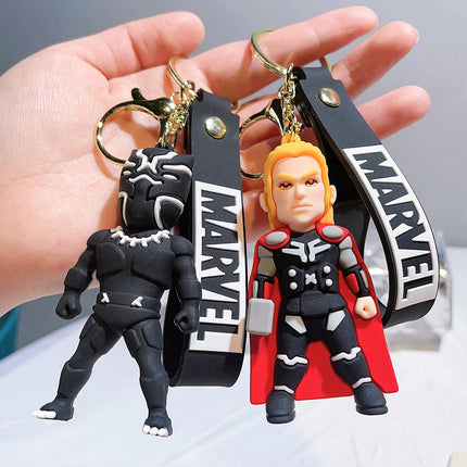The Avengers Keychain Disney Anime Cute Iron Man Hulk Captain America Silicone Figure Keyring Schoolbag Pendent Toy Kid's Gifts