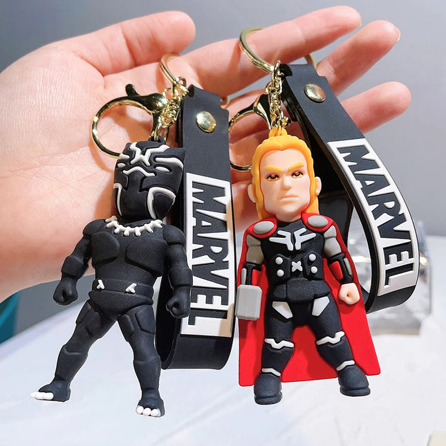 The Avengers Keychain Disney Anime Cute Iron Man Hulk Captain America Silicone Figure Keyring Schoolbag Pendent Toy Kid's Gifts