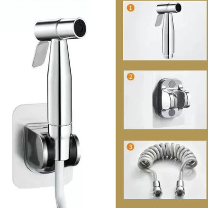 Brass 3 Way Diverter Valve Bidet Sprayer Kit with Stainless Steel Nozzle, G1/2 Shower/Faucet Adapter, Hose & Wall Mount