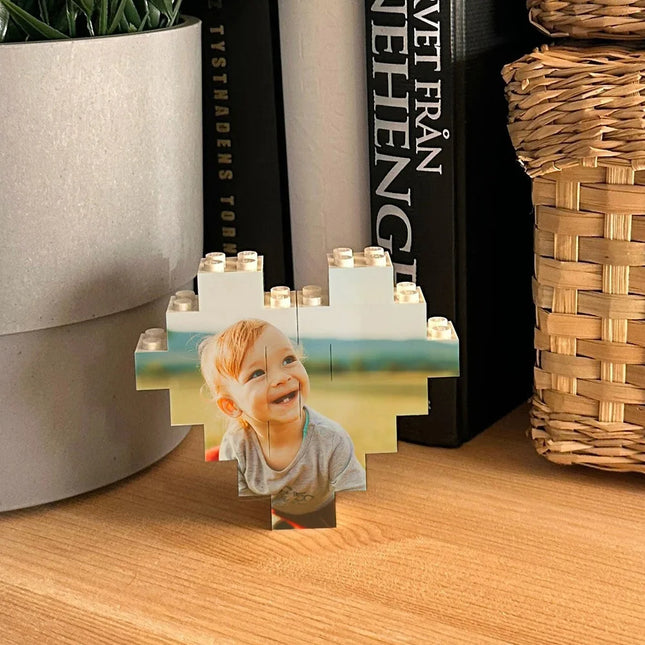 Small Heart Photo Block made from, Bricks,Personalised,WHITE,Building Block,Puzzle,Gift,Him,Her,Birthday,Anniversary