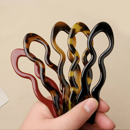 New Hair Fork Leopard Print U-Shaped Barrettes Hair Stick Bun Clip Hairpins Women Girls Ponytail Meatball Head Hair Accessories