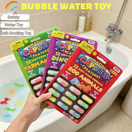 12PCS Water Growing Capsule Toys  Magic Growing Capsule Animals Gift Christmas Soft Bath Companion Water Animals Safety Toy