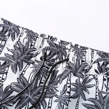 Hainan Island Beach Shirt Men's Set Sanya Travel Hawaii Large Size Floral Print Five-Quarter Pants Short Sleeve Casual Shirt