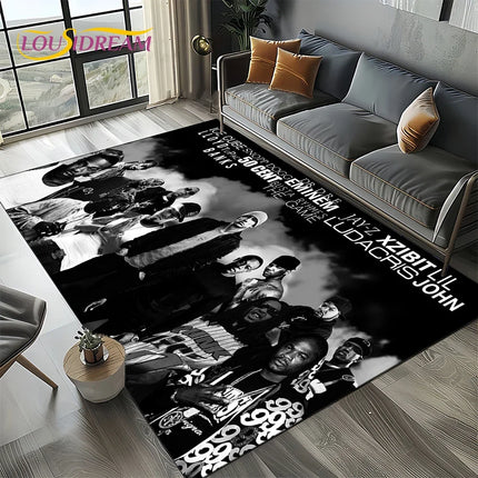 Rapper Eminem Tupac 2pac Hip-Hop Rap God Carpet Rug for Living Room Bedroom Home Sofa Decoration, Area Rug Non-slip Floor Mat