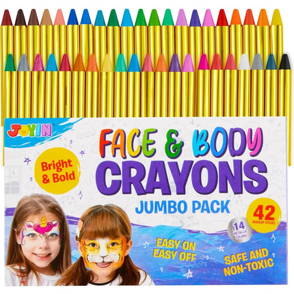 42PCS Face and Body Paint Crayons XL Face Painting Kit Ultimate Party Pack for Kids Birthday Makeup Party Supplies Festival Gift