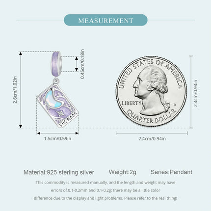 WOSTU 925 Sterling Silver Colorful Tarot Cards Charm Pendent Magic Star Moon Sun Lover Bead Fit DIY Bracelet Necklace Women Gift