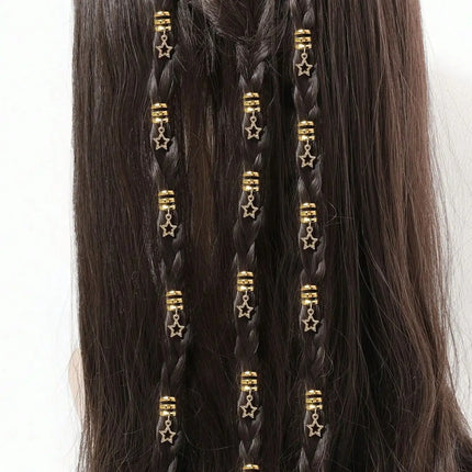 10pcs/set Star shape Metal Hair Ring, Dreadlocks Beads Hair Braid DIY Pendant Hair Accessories Metal Cuffs Decoration/Accessories