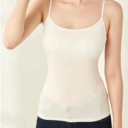 2020 Women Solid Tank Tops Adjustable Strap Built In Cup Padded Wireless Camisole Camis Vest Female Home Basic Tank Top