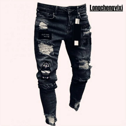 New 2025 high-quality Fashion Casual Cotton Business Black Denim Pants Male Trousers Men's Stretch Regular Fit Jeans S-XXXL