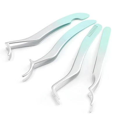 1/4 Gradient Eyelash Comb Tweezers Stainless Steel Anti-Static Non-Magnetic Professional Lashes Extension Tweezers Makeup Tools
