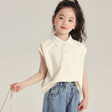 2025 new casual trend girls' short sleeved t-shirt playful and cute polo shirt three-dimensional foam printed children's t-shirt