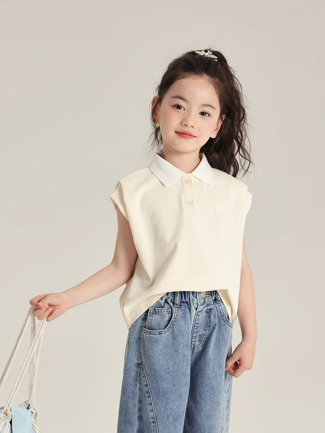 2025 new casual trend girls' short sleeved t-shirt playful and cute polo shirt three-dimensional foam printed children's t-shirt