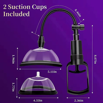 Manual Vacuum Nipple Sucking Clitoral Vaginal Breast Pump for Women Adult Intimacy Toy with 2 Sizes Increased Pleasure