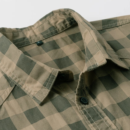 2025 Autumn New Fashion Men's 100% Cotton Plaid Shirt Tops Casual Button Down Long Sleeve Letter Embroidery Shirts with Pocket