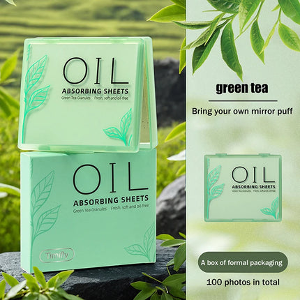 {Winter4} 100 Sheets/Box Oil-Absorbing Paper With Mirror & Puff Portable Oil-Holding Bamboo Charcoal Paper For Makeup