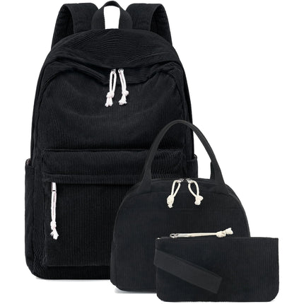 3/set Corduroy Backpacks Strawberry Multi-function Schoolbag Casual Travel Large Capacity Daily Lightweight Students School Bag